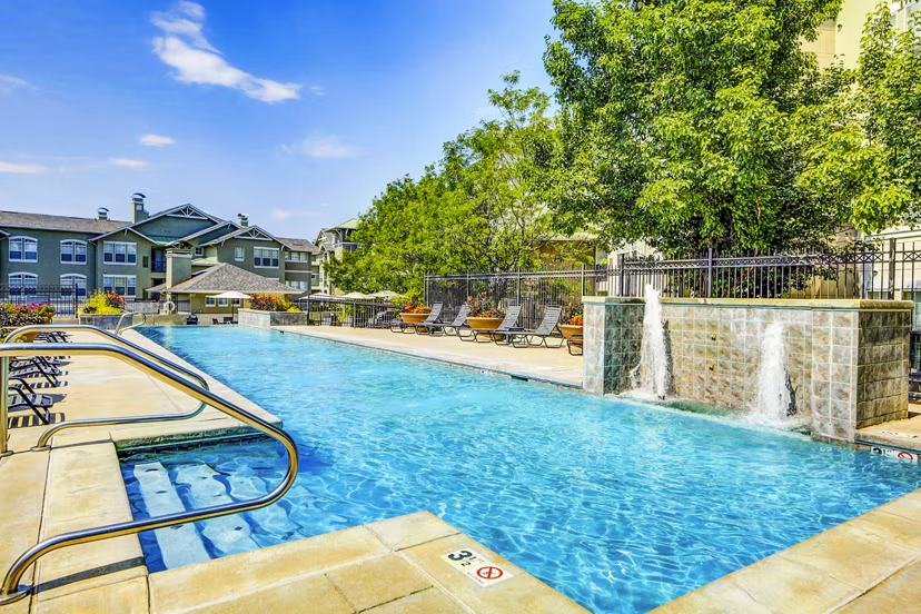 Resort-style pool area at Waterford Lone Tree Apartments