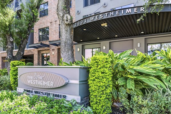 exterior signage at The Westheimer Apartments