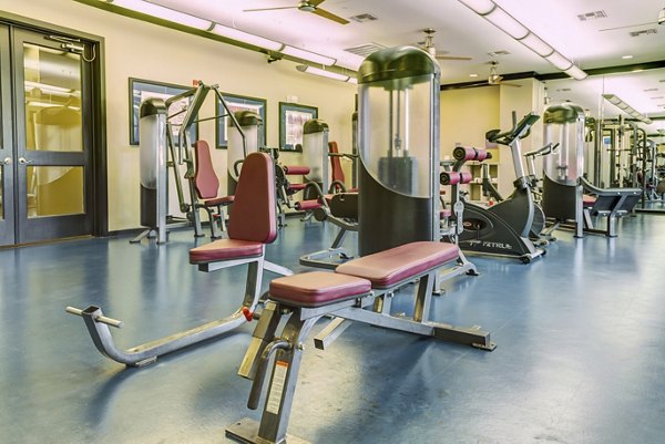 Fitness center at The Westheimer Apartments: Comprehensive gym with modern equipment for residents