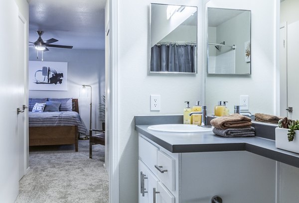 Modern bathroom with sleek fixtures at OTTAVO Apartments, offering luxury living