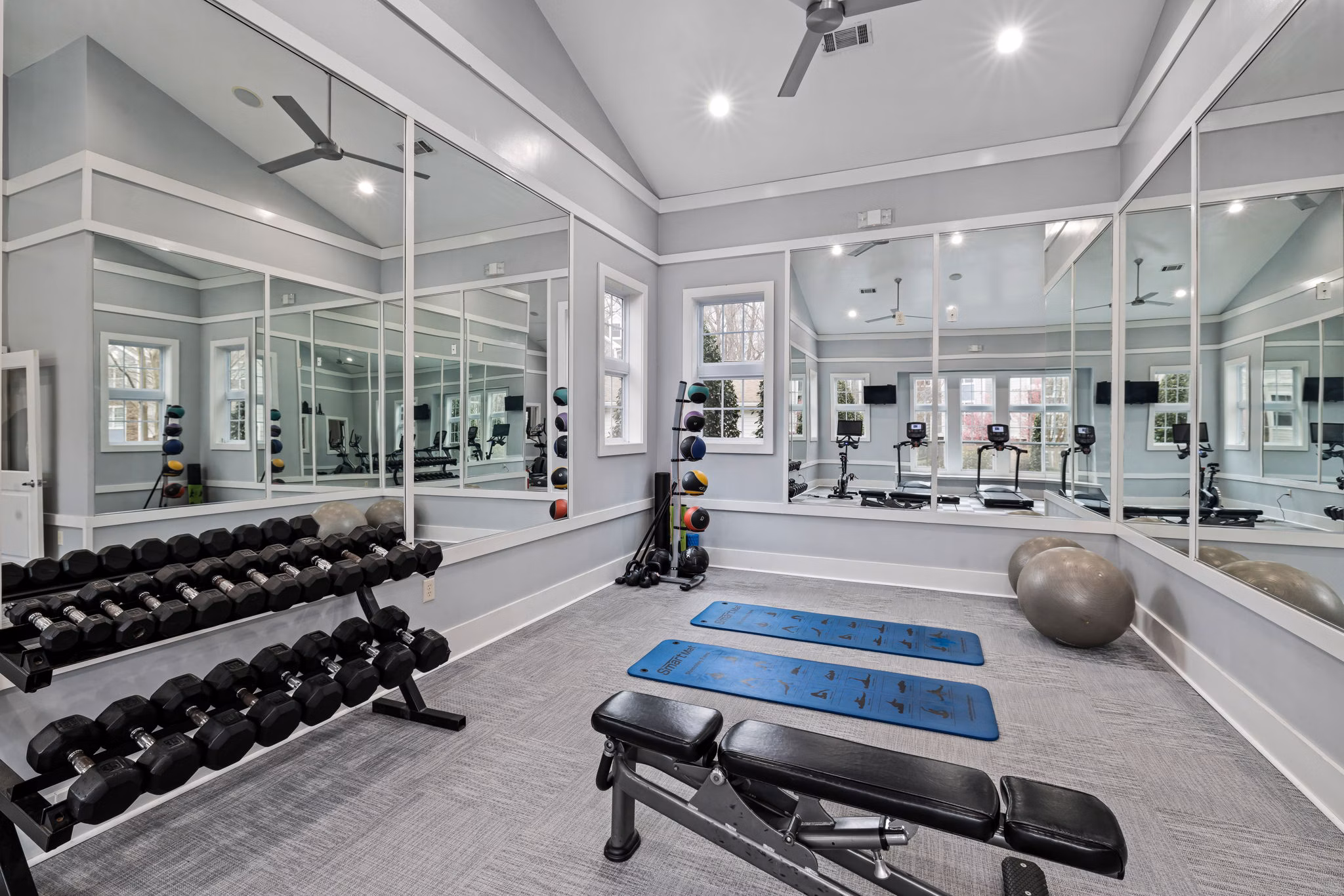 Modern fitness center with state-of-the-art equipment at Garrett West Apartments