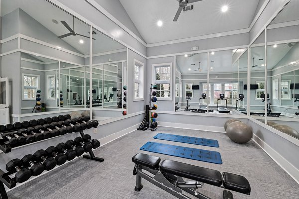 Modern fitness center with state-of-the-art equipment at Garrett West Apartments