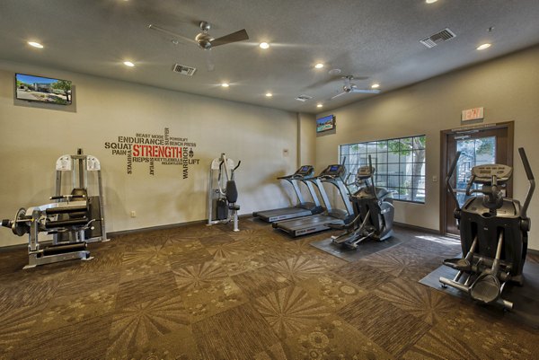 State-of-the-art fitness center with modern equipment at Esteban Park Apartments for an active, healthy lifestyle