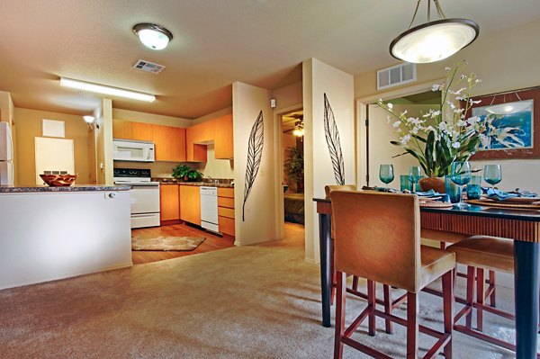 Dining room featuring elegant modern decor at Esteban Park Apartments