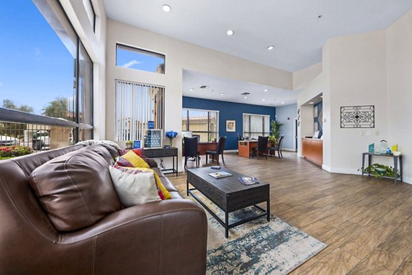 Clubhouse and leasing office with modern design at The Colony Apartments, a Greystar luxury apartment community