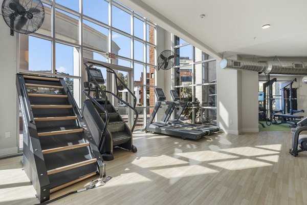 fitness center at The Palladium Apartments 