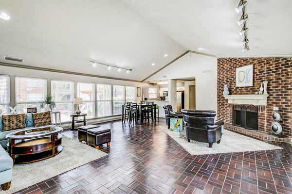 Clubhouse lobby with elegant decor and seating at The Georgian Apartments