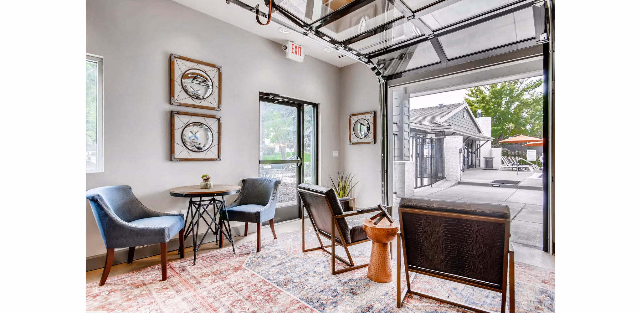 Clubhouse with modern interior design at Canyon Reserve at the Ranch Apartments
