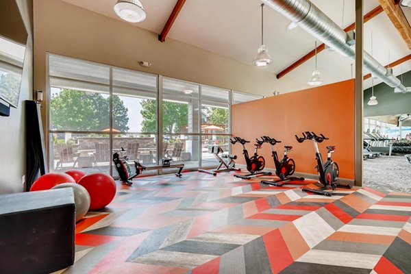 Yoga and spin studio with modern equipment at Canyon Reserve at the Ranch Apartments Perfect for fitness enthusiasts