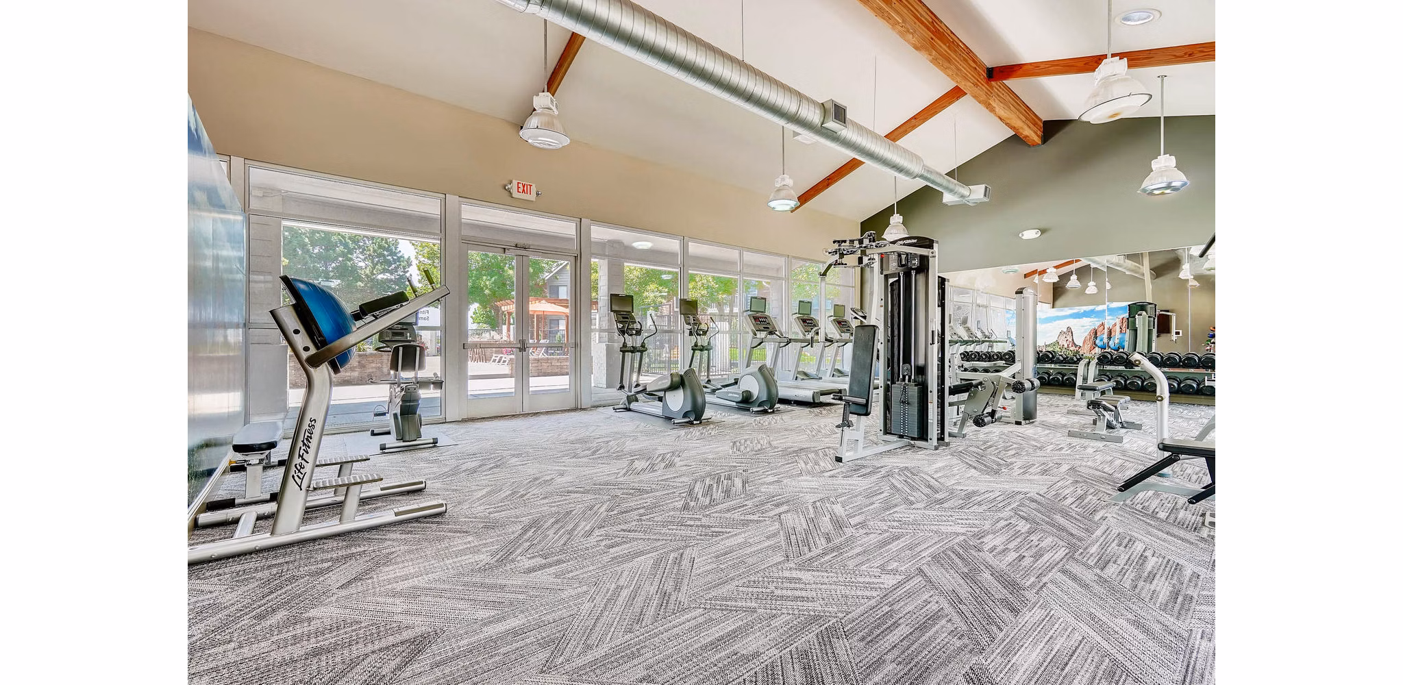 Modern fitness center with state-of-the-art equipment at Canyon Reserve at the Ranch Apartments
