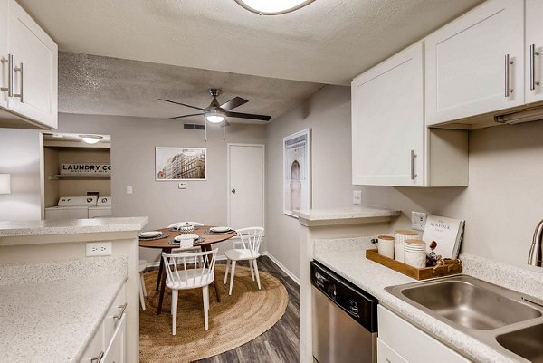 Modern kitchen with stainless steel appliances at Canyon Reserve at the Ranch Apartments, perfect for luxury living