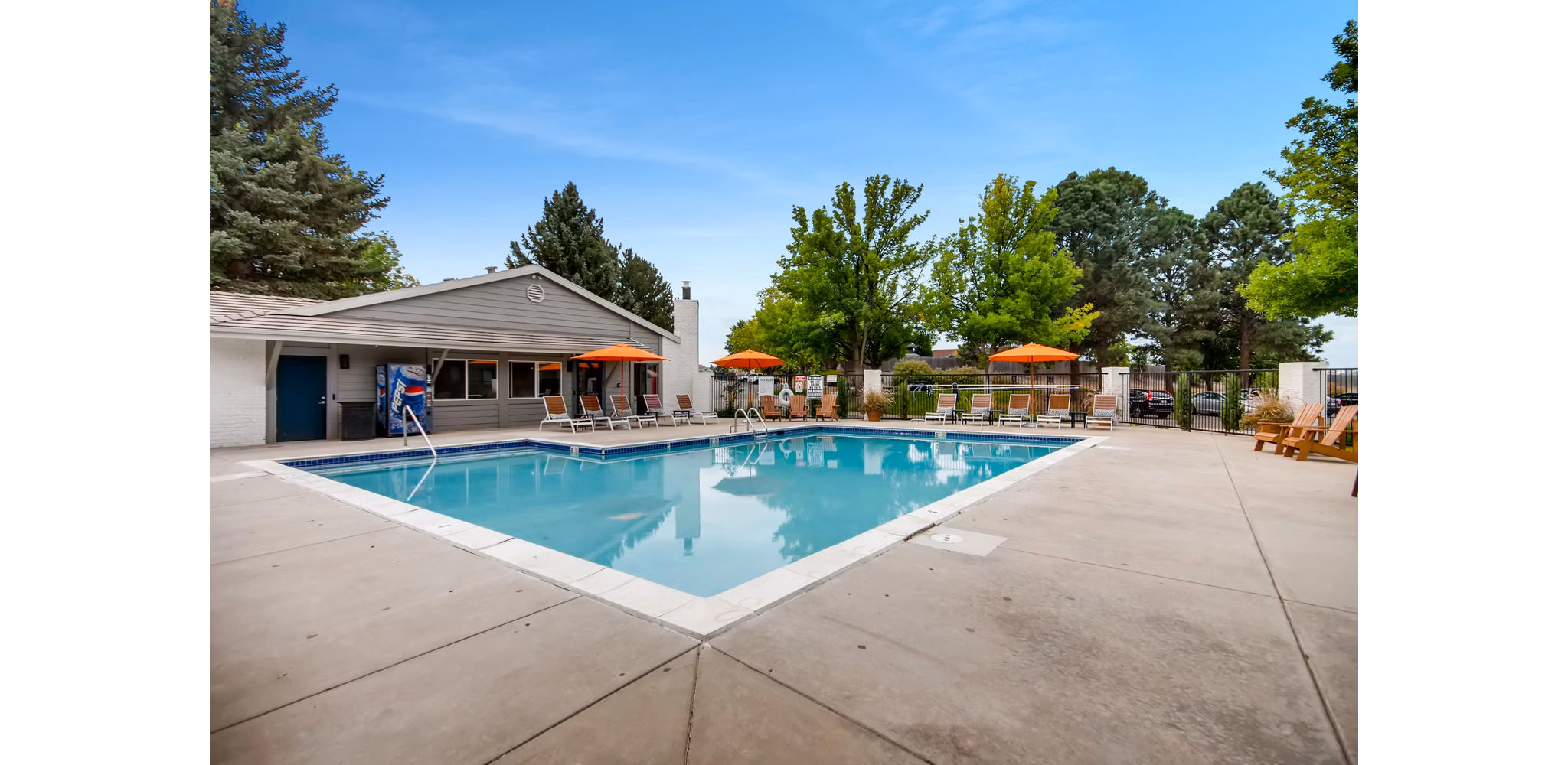 Resort-style pool with sundeck at Canyon Reserve at the Ranch Apartments
