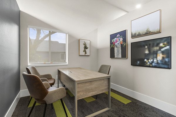 Contemporary clubhouse featuring modern decor at Avana Star Lake Apartments, perfect for social gatherings and events