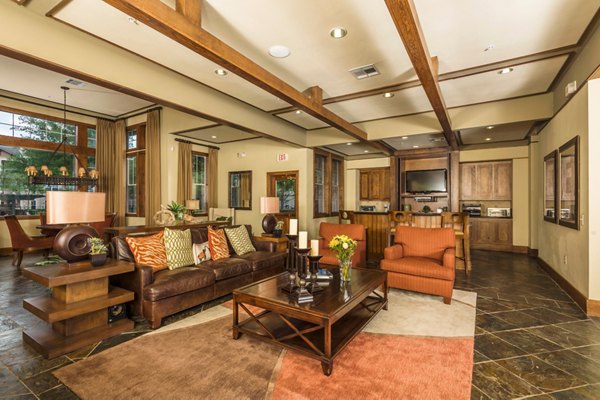 Clubhouse with modern furnishings at Broadwater Apartments, luxury living near shops and parks