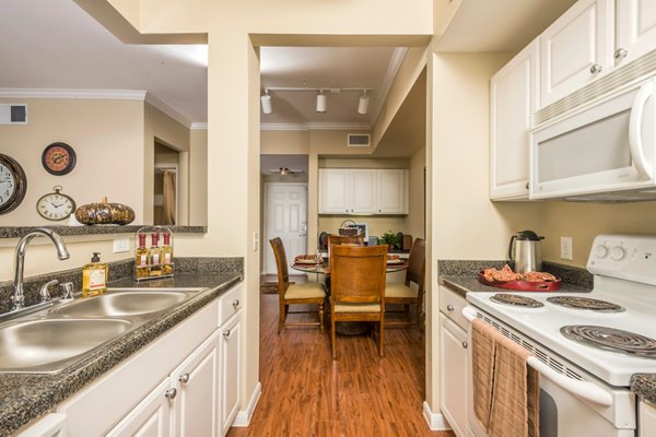 Spacious kitchen with modern appliances at Broadwater Apartments