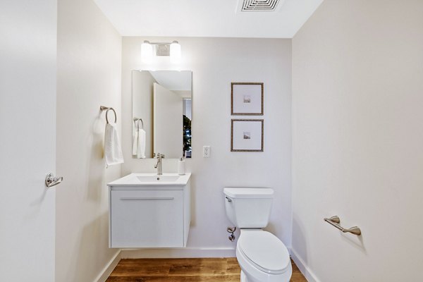 Modern bathroom with sleek fixtures at 44 Monroe Apartments