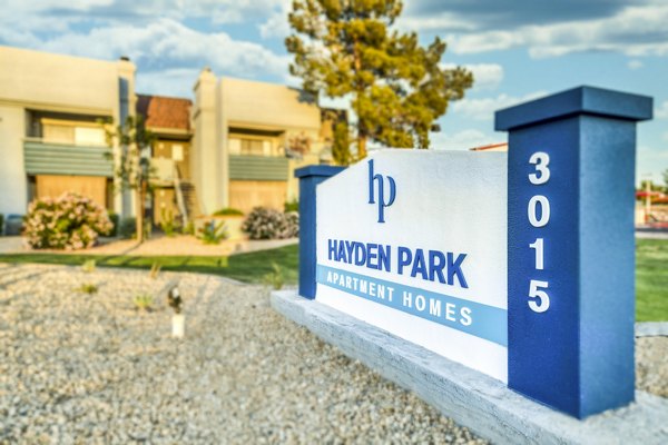 Hayden Park Apartments: Signage of luxury apartments with landscaped grounds