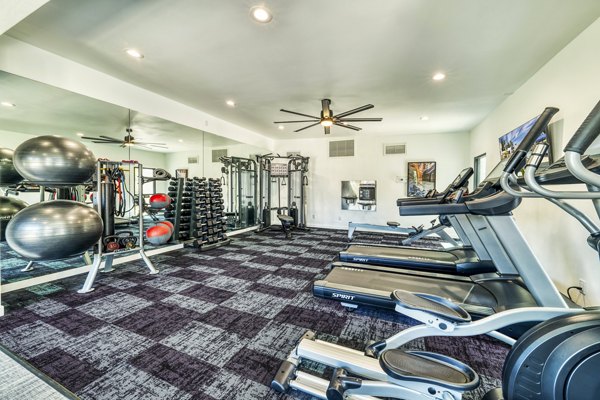 Modern fitness center with state-of-the-art equipment at Hayden Park Apartments