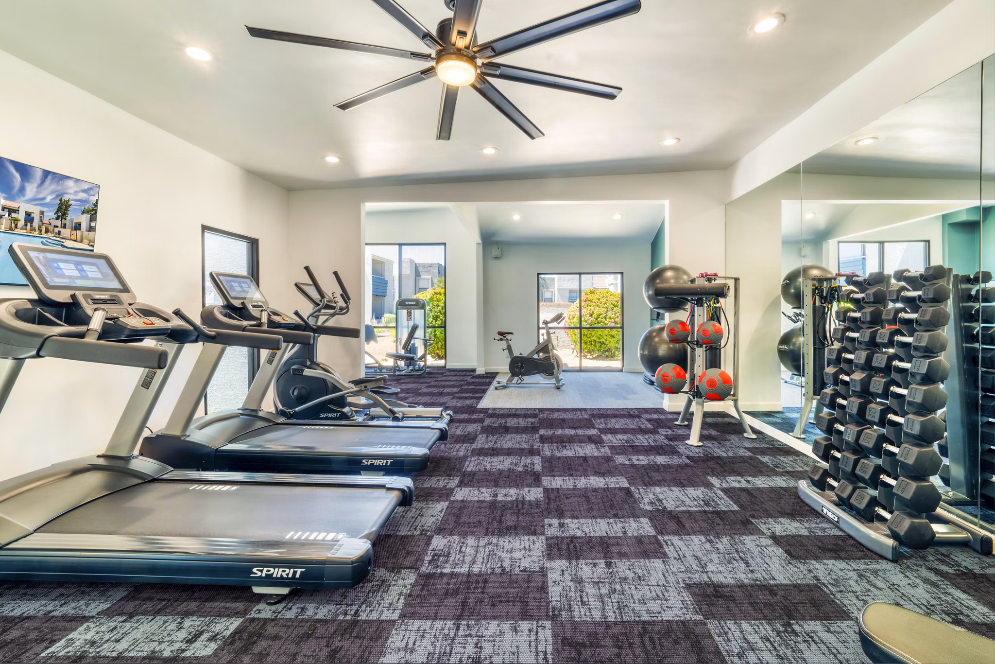 Fitness center with state-of-the-art equipment at Hayden Park Apartments