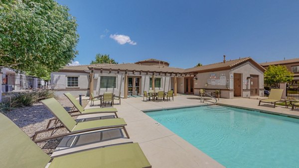 Resort-style outdoor pool at Cantata at the Trails luxury apartments