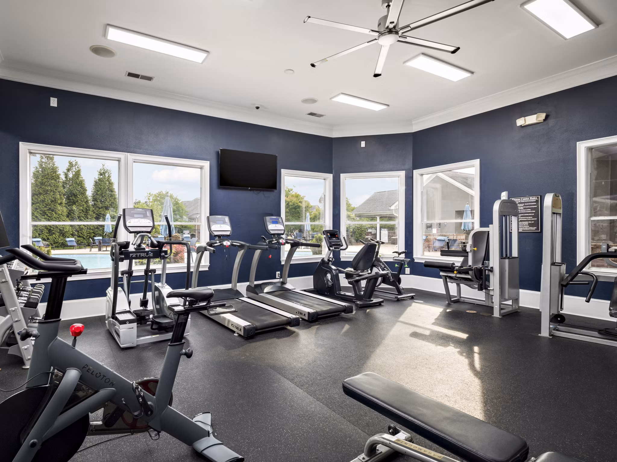Modern fitness center with state-of-the-art equipment at Mandalay Villas Apartments for active living