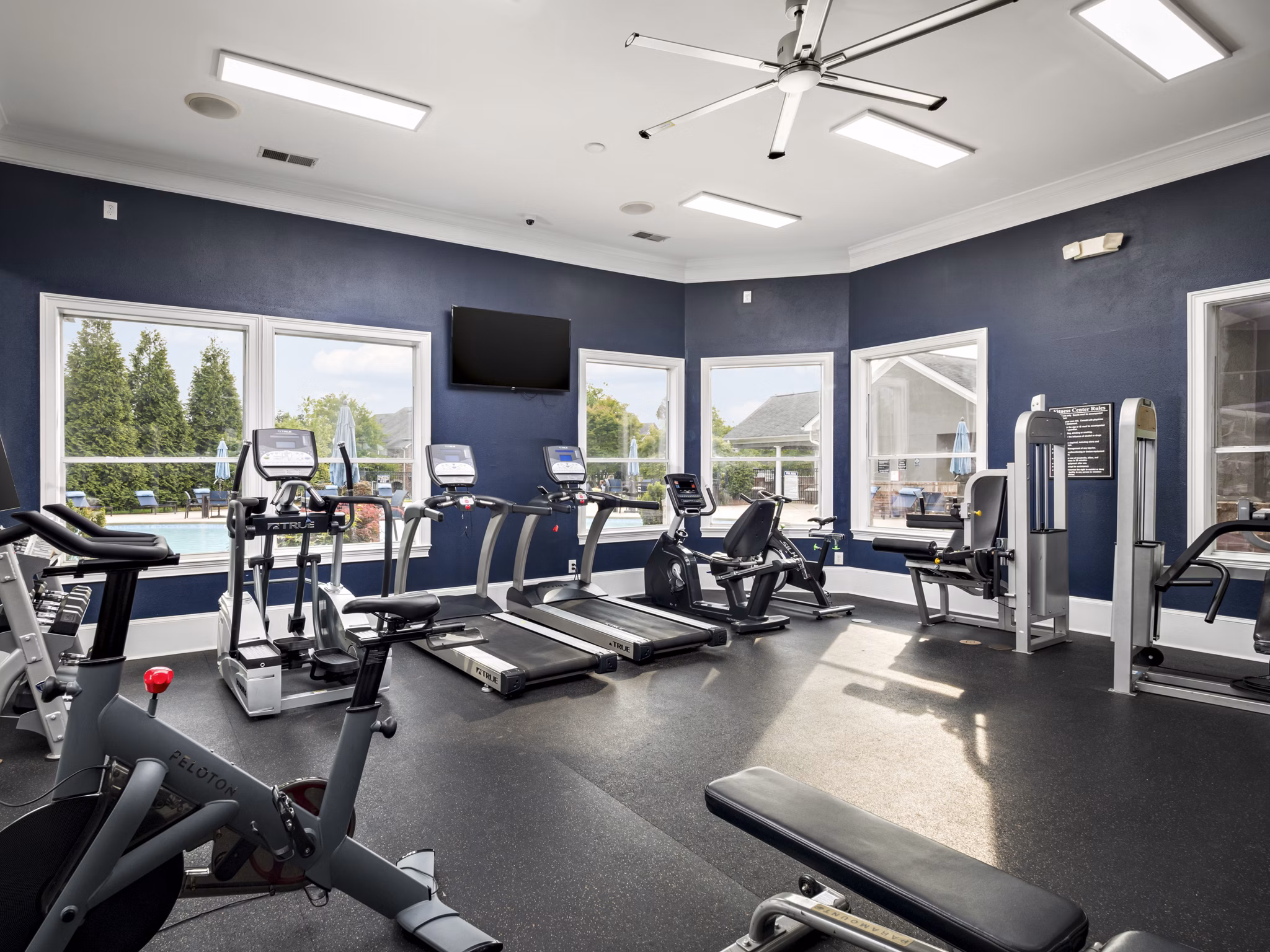 Modern fitness center with state-of-the-art equipment at Mandalay Villas Apartments for active living