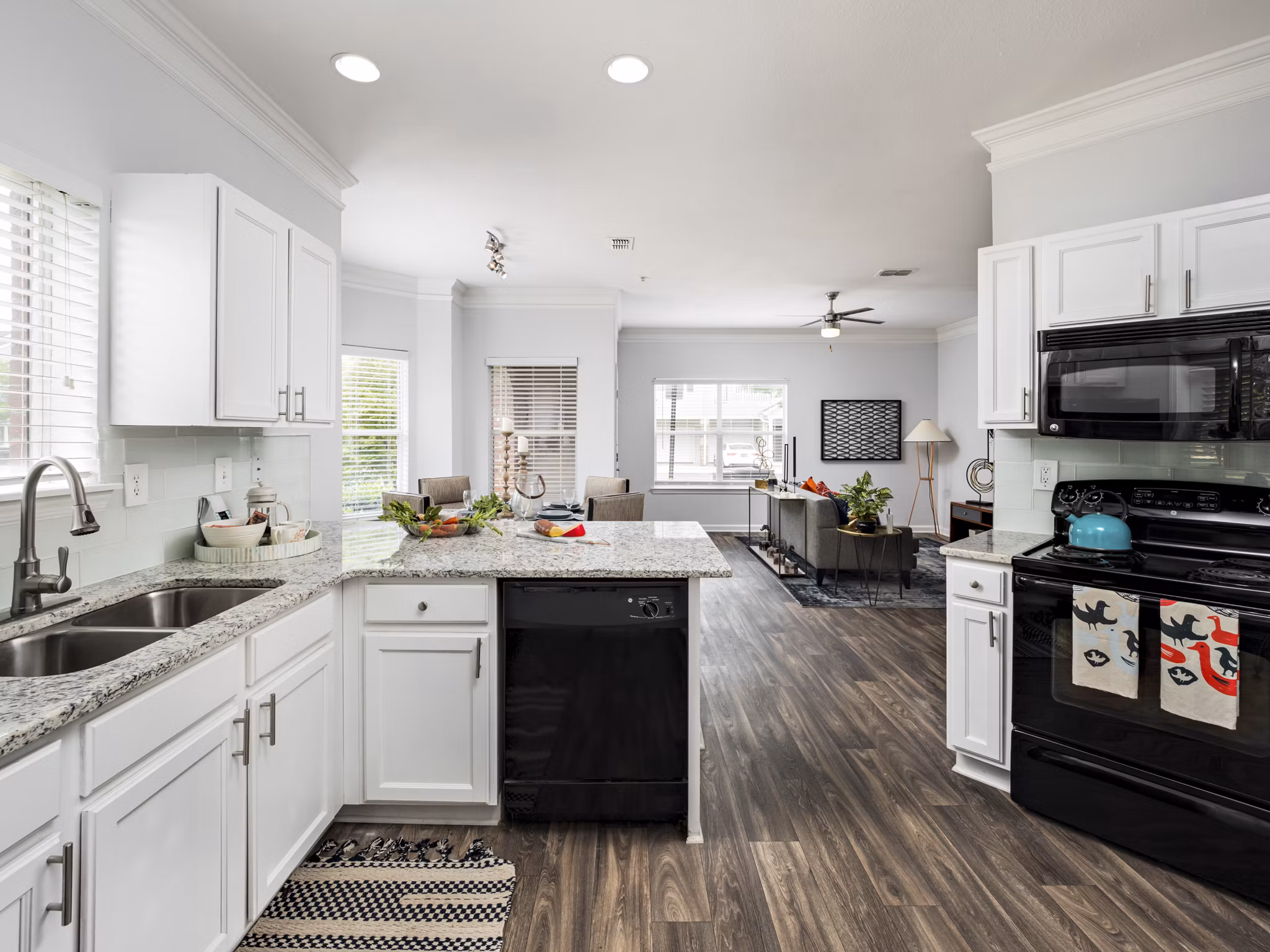 Spacious kitchen with modern appliances in Mandalay Villas Apartments