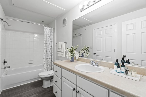 bathroom at The Pointe at New Town Apartments