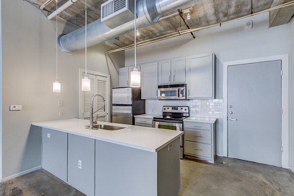 kitchen at Interurban Building Apartments