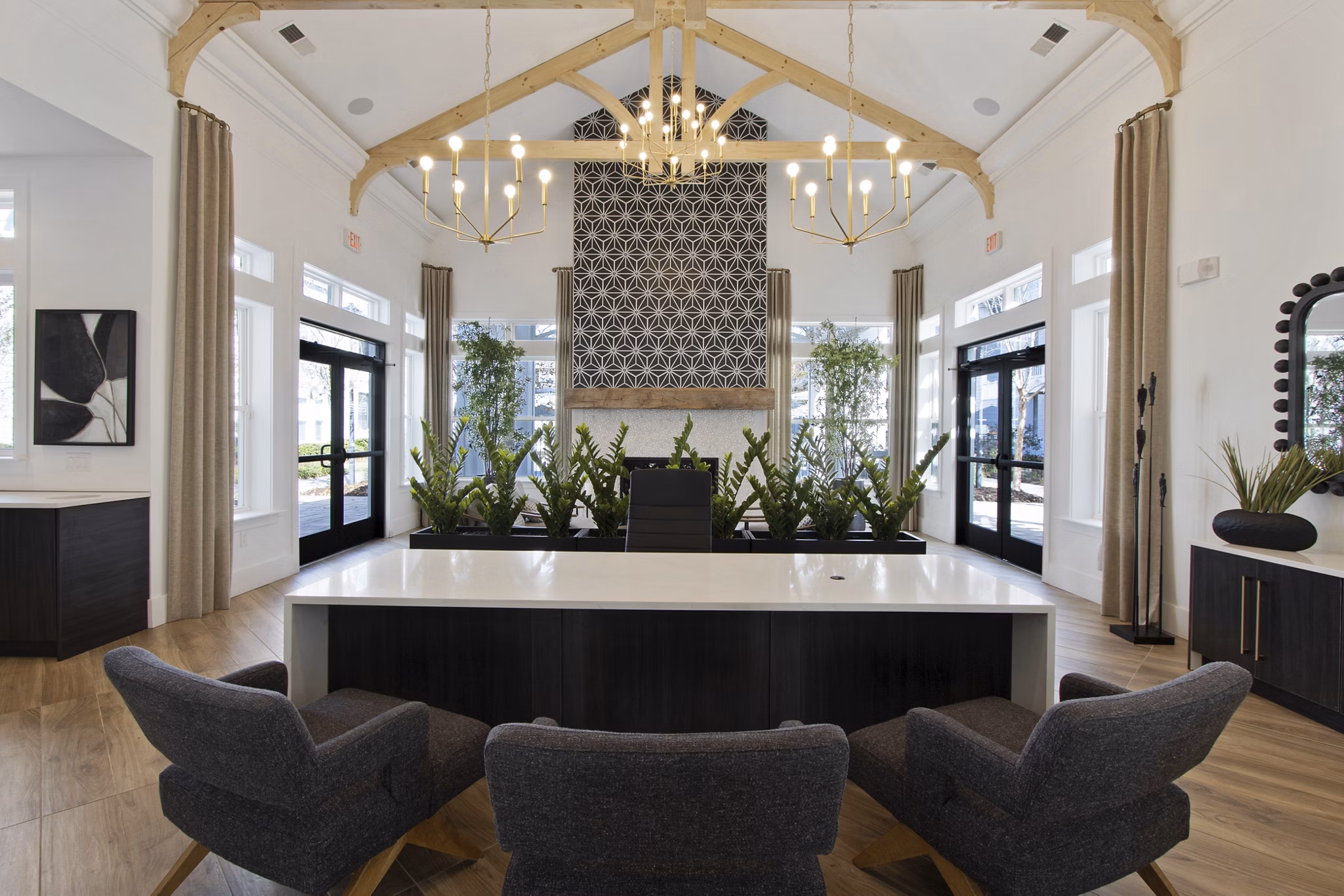 Clubhouse lobby featuring modern furnishings at 1000 West Apartments in luxury living style