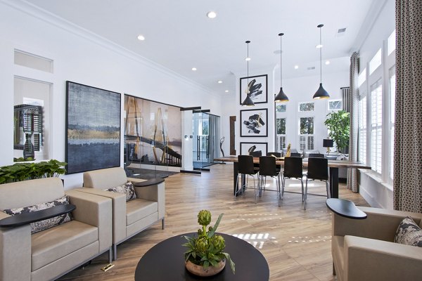 Stylish clubhouse with modern furnishings in 1000 West Apartments, luxury living in the heart of the city