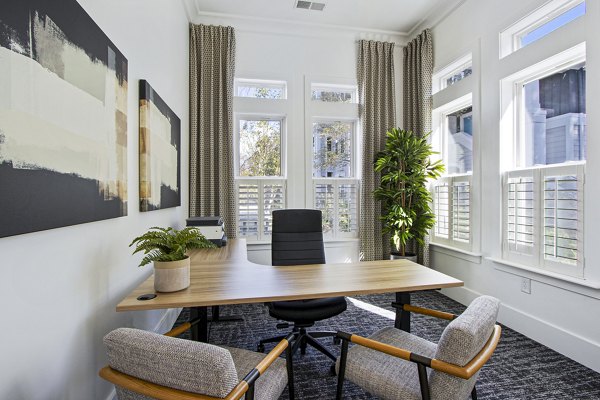 Clubhouse lobby with modern seating at 1000 West Apartments