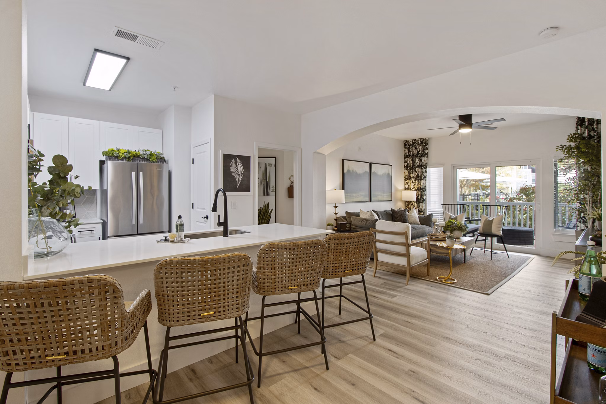 Cozy home office with modern furnishings at 1000 West Apartments