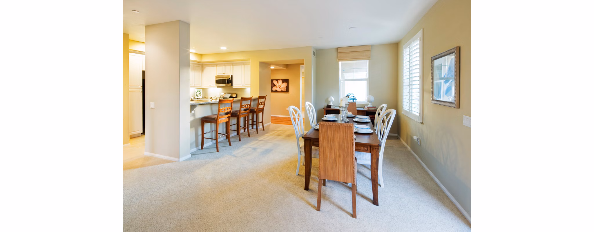 Dining room with elegant decor and seating at Coventry Court Luxury Senior Apartments