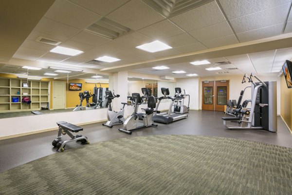 Modern fitness center with state-of-the-art equipment at Solera Apartments, offering residents a healthy lifestyle and workout options