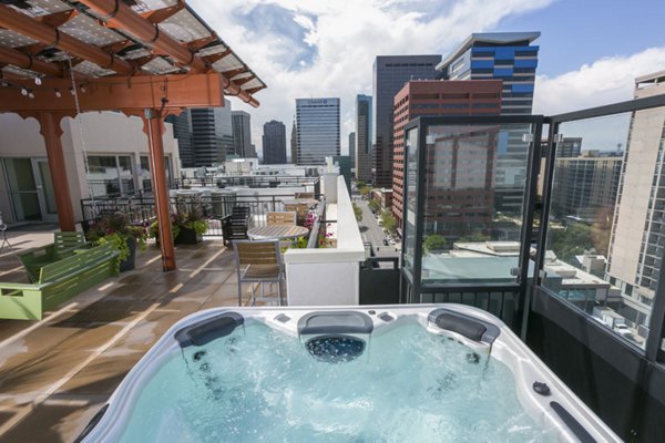 Relaxing hot tub at Solera Apartments, a luxury community by Greystar