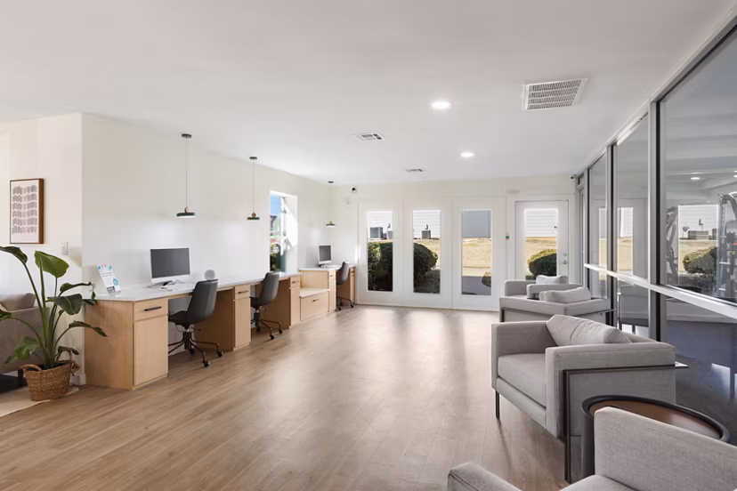 Clubhouse featuring modern design and social spaces at Coventry Park Apartments, ideal for gatherings and relaxation
