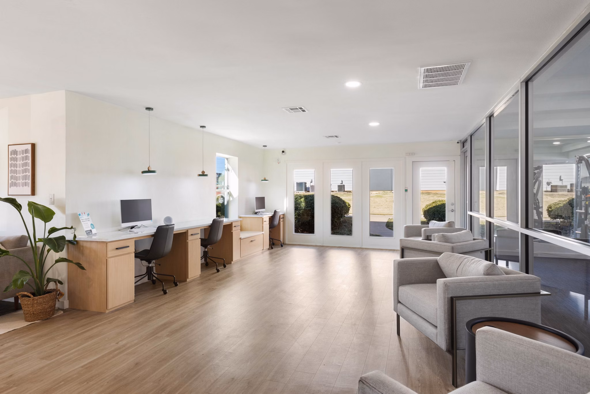Clubhouse featuring modern design and social spaces at Coventry Park Apartments, ideal for gatherings and relaxation