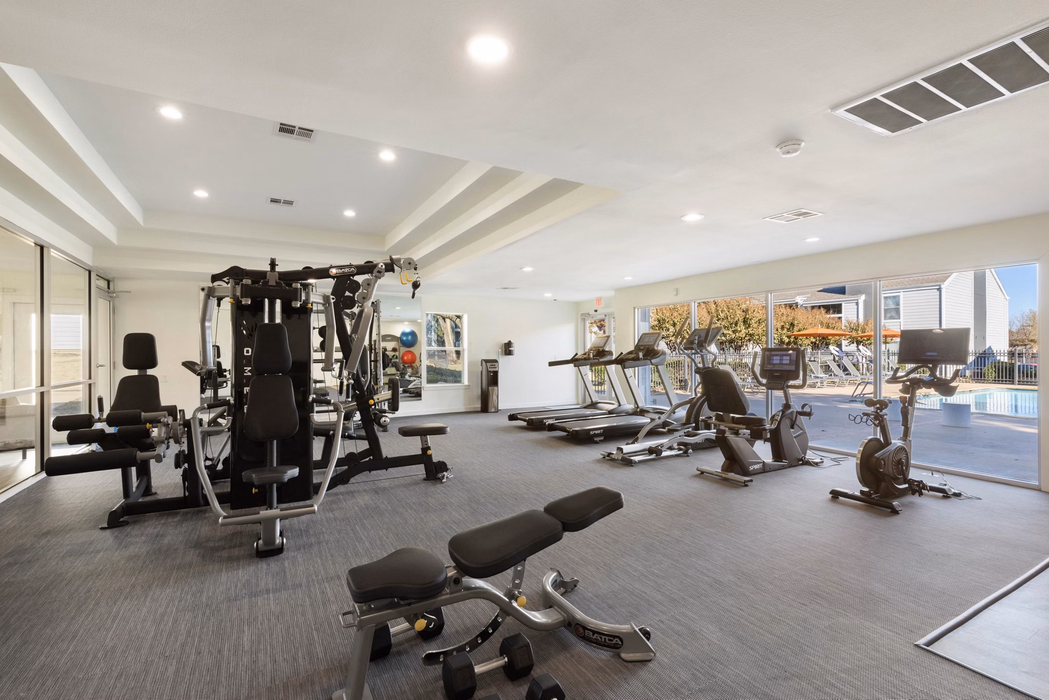 State-of-the-art fitness center at Coventry Park Apartments featuring modern exercise equipment and spacious workout areas
