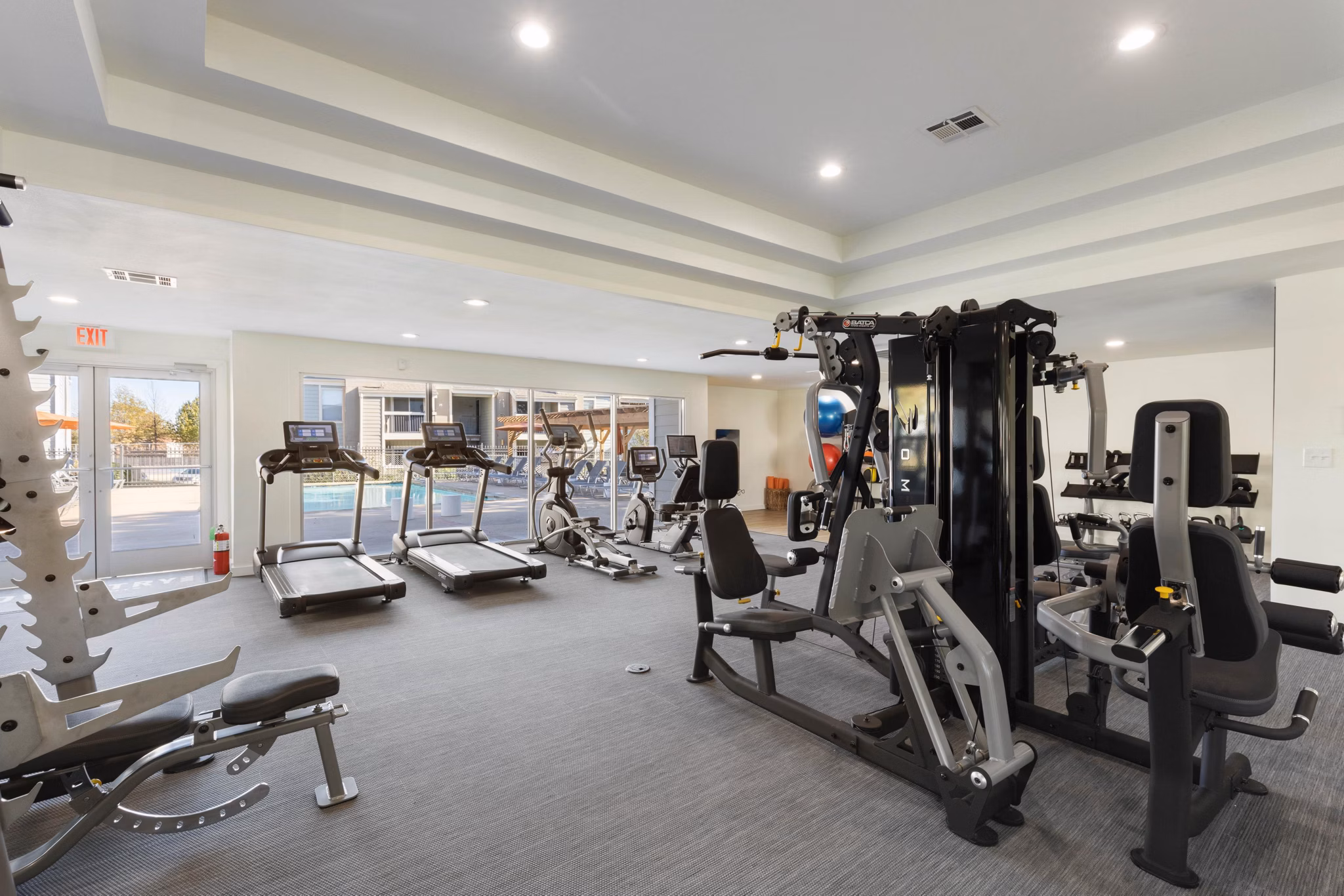State-of-the-art fitness center with modern equipment at Coventry Park Apartments