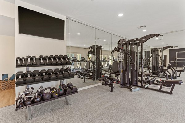 State-of-the-art fitness center with modern equipment at Cascades at Southern Hills Apartments