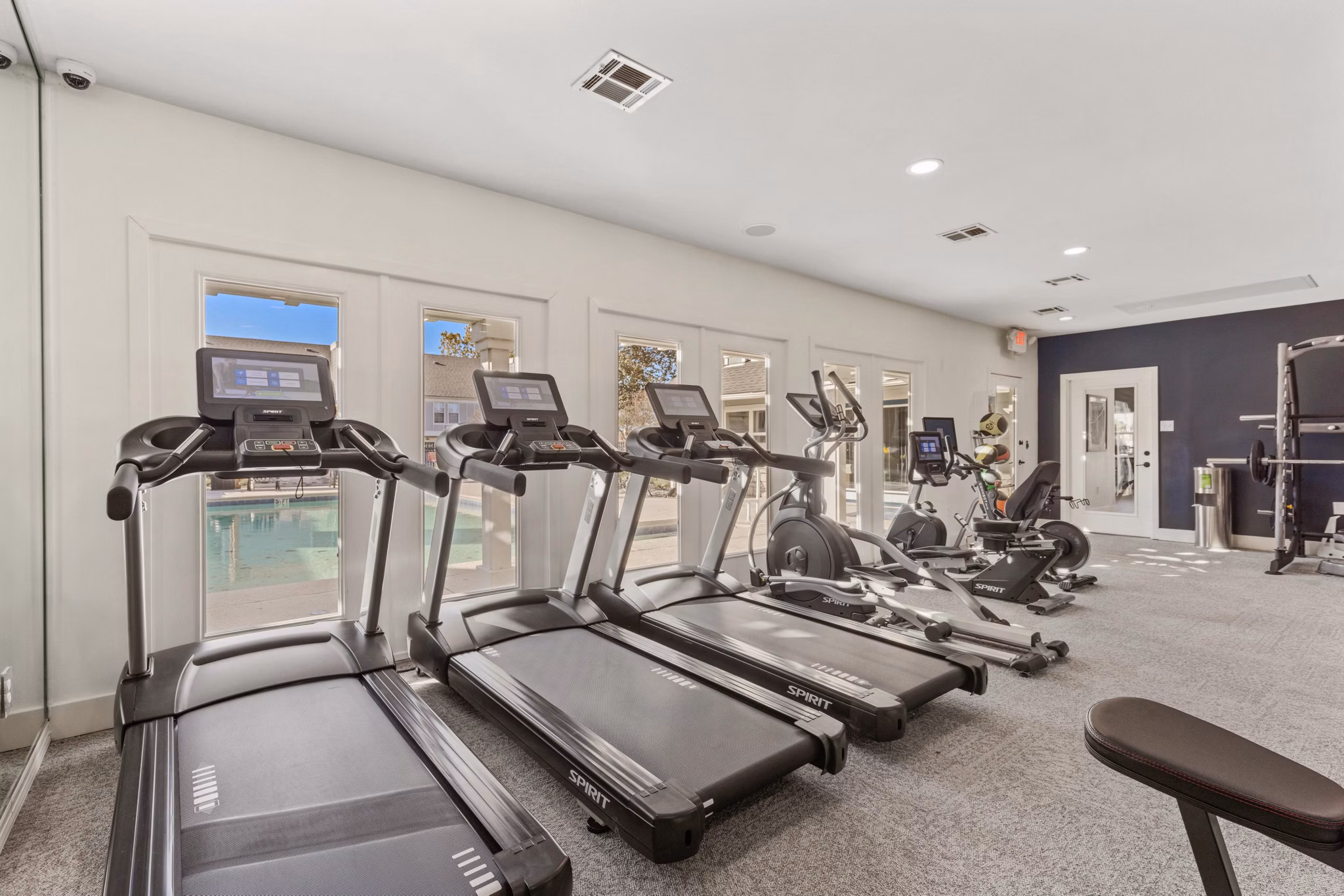 State-of-the-art fitness center with modern equipment at Cascades at Southern Hills Apartments