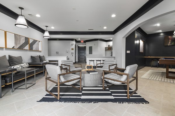 Stylish clubhouse with modern decor at Oberlin Court Apartments offering luxury amenities