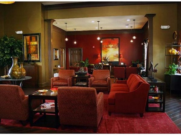 Clubhouse with modern decor and seating at Villas at Loganville luxury apartments