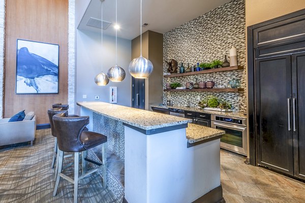 clubhouse kitchen at Artisan at Brightleaf Apartments