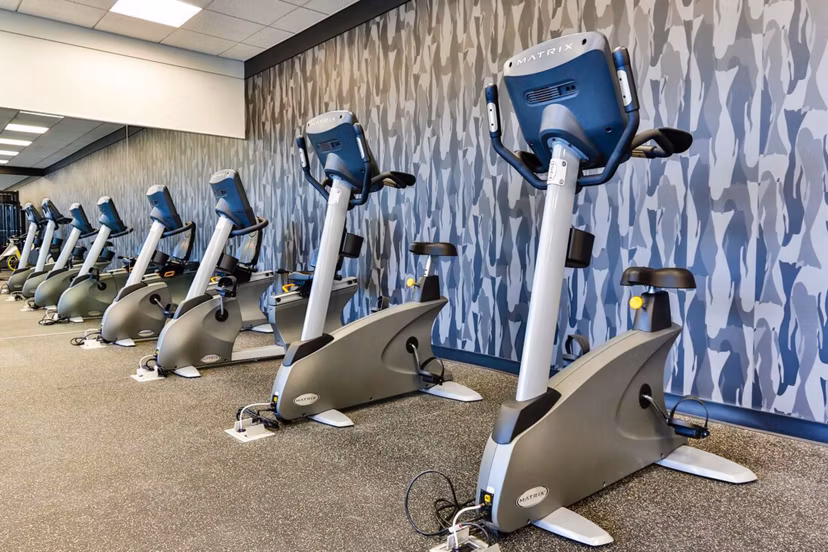 Fitness center with modern equipment at SoNo East Apartments, luxury property in a vibrant Chicago neighborhood Perfect for active lifestyles