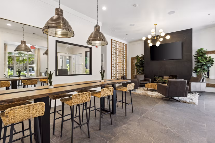 Clubhouse at Verde Vista Apartments offers upscale amenities including a modern lounge and entertainment space tailored for luxury living