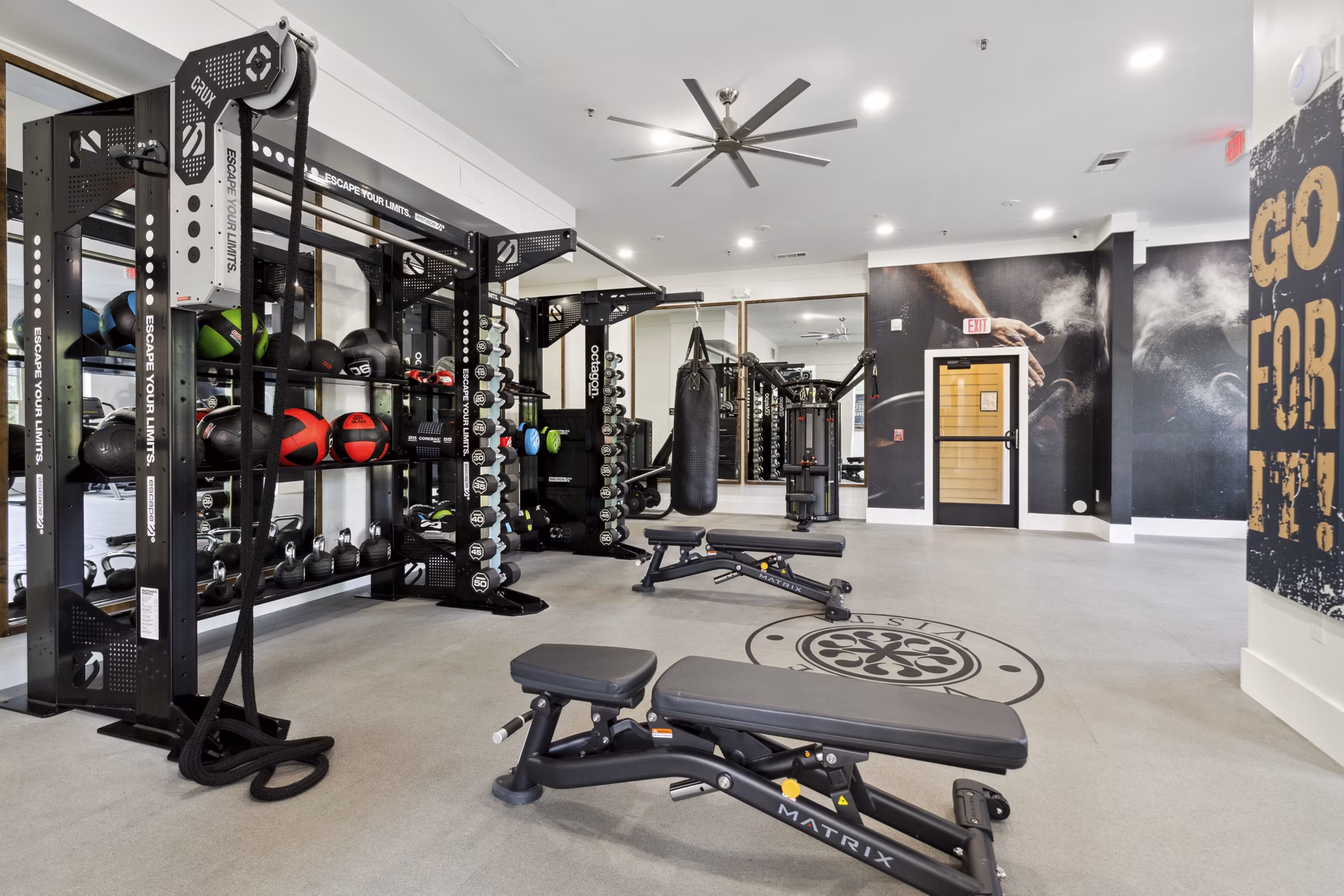 Modern fitness center with state-of-the-art equipment at Verde Vista Apartments offers a luxurious workout experience