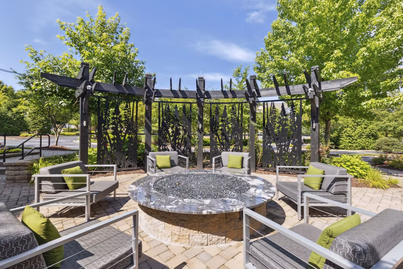Cozy fire pit area at Verde Vista Apartments perfect for evening gatherings