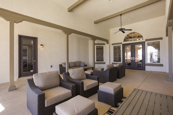 Spacious patio with modern seating at Diamond Mesa Apartments, perfect for outdoor relaxation